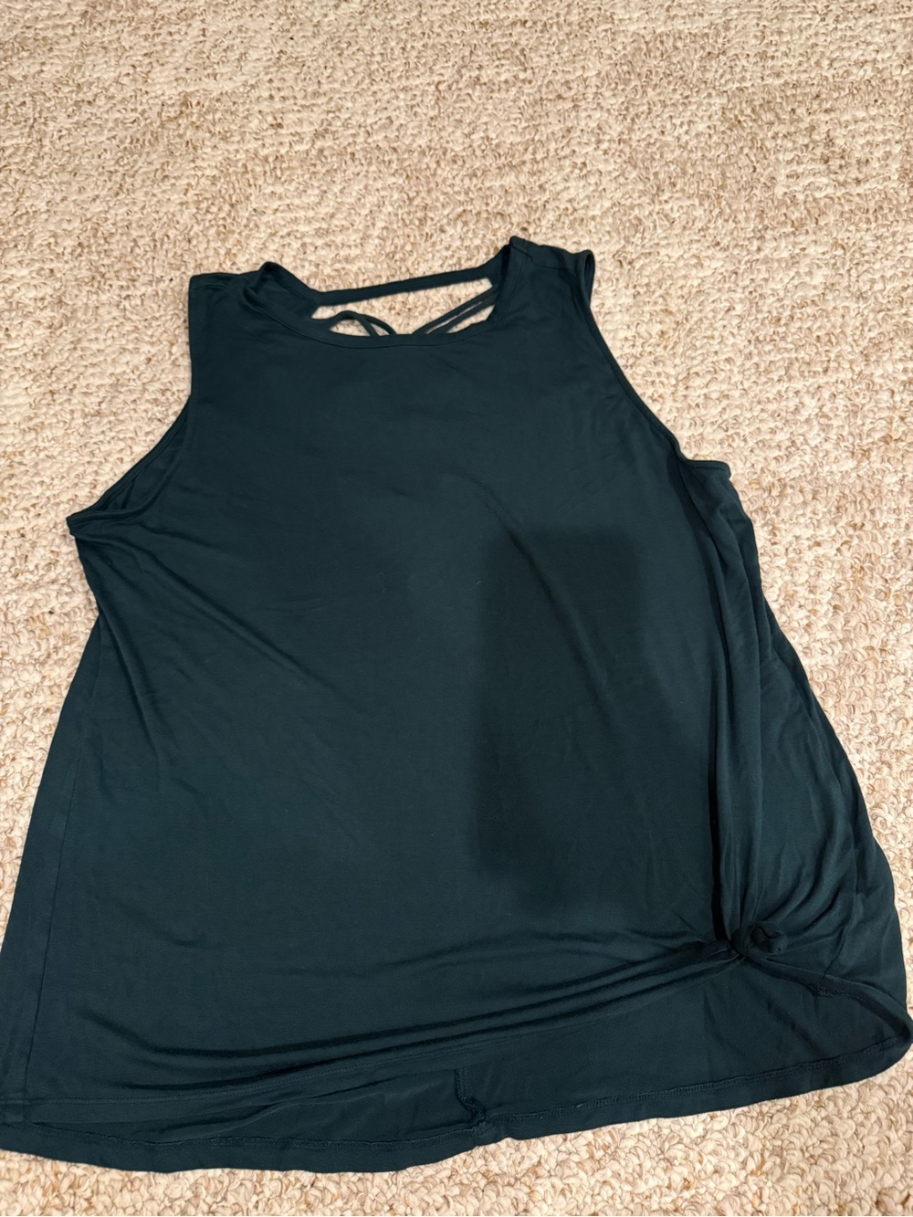 Sleeveless Teal Women's Tank Top with Back Strap Detail